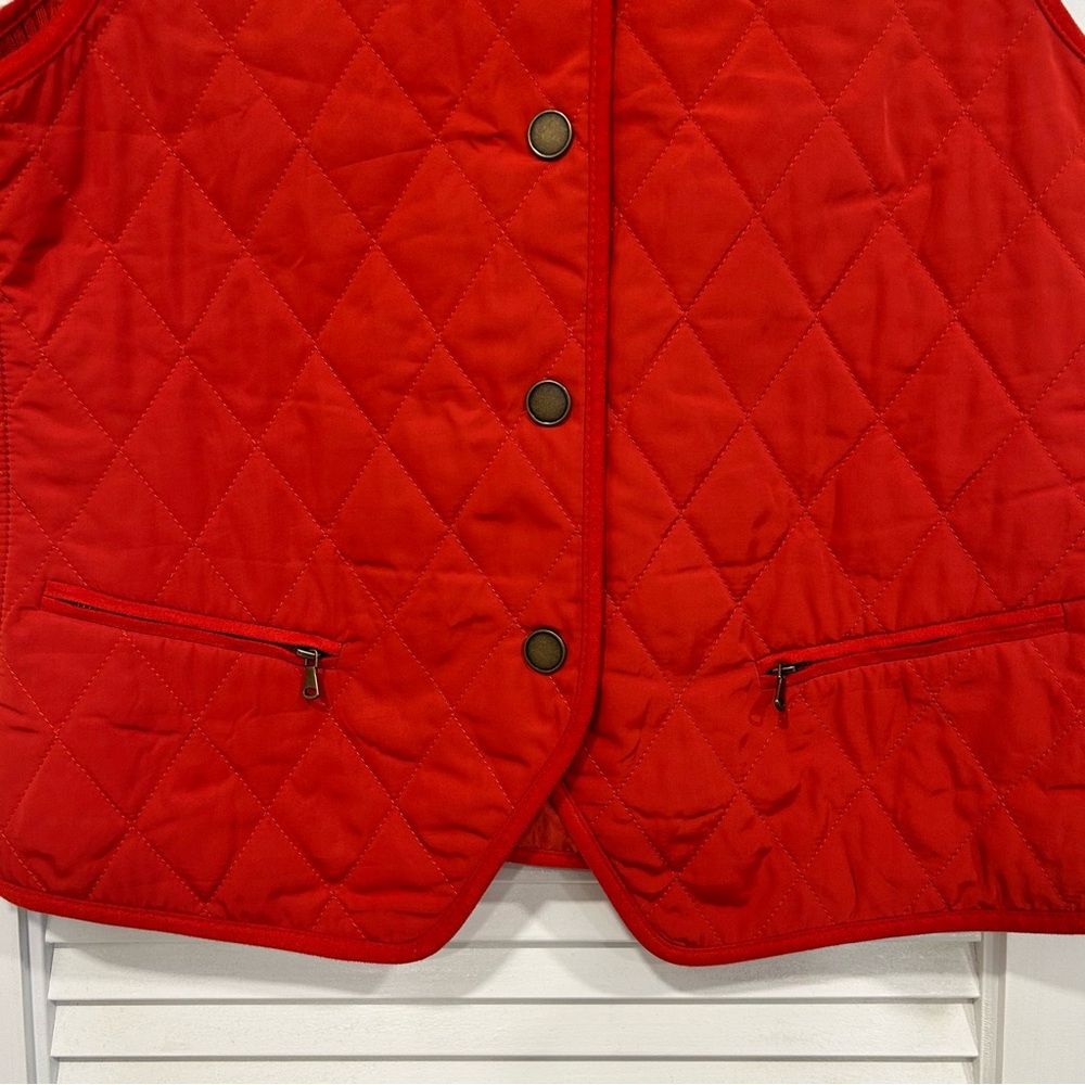 Talbots Quilted Vest Sleeveless Pockets Snap Front Rust Orange Size S Petite - Picture 2 of 9